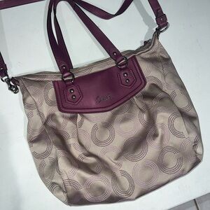 Coach Beige and Plum Shoulder Bag
